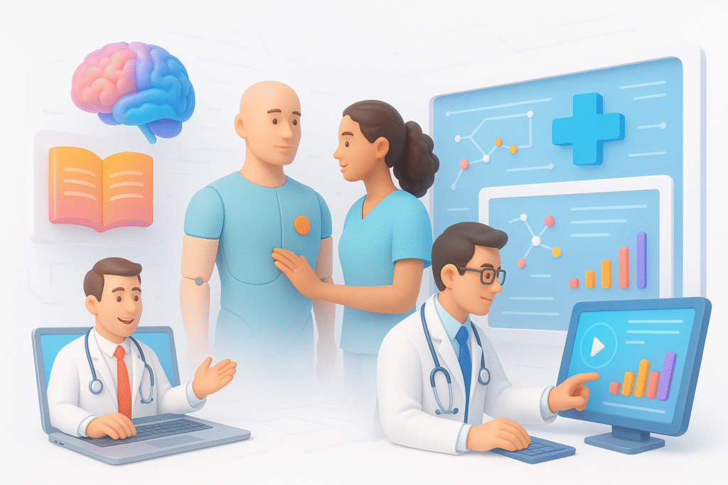 Medical professional practicing surgical skills in medical skill training courses